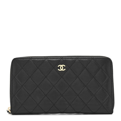 Chanel Caviar Quilted Large Zip Around Organizer Wallet Black 1 of 11