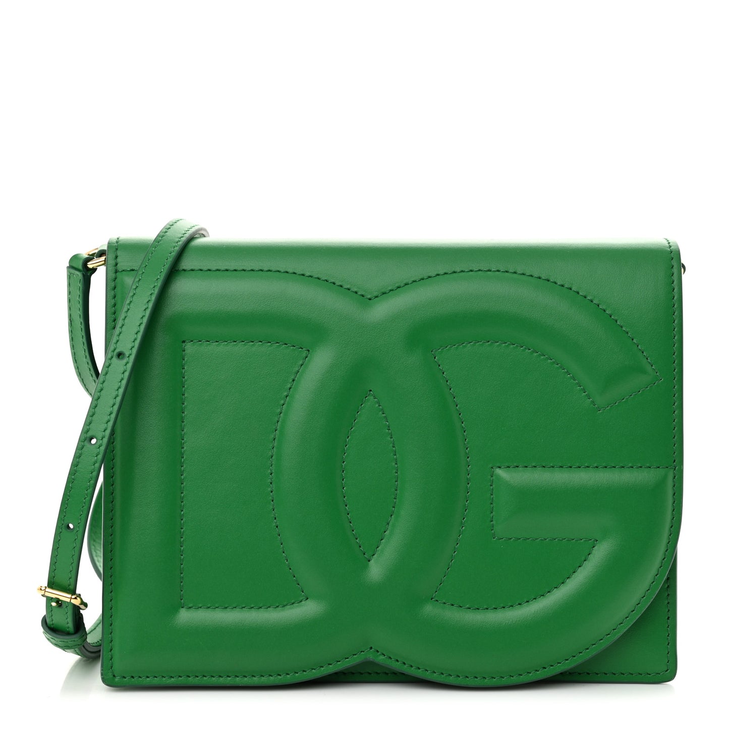 Calfskin DG Logo Flap Crossbody Bag Green