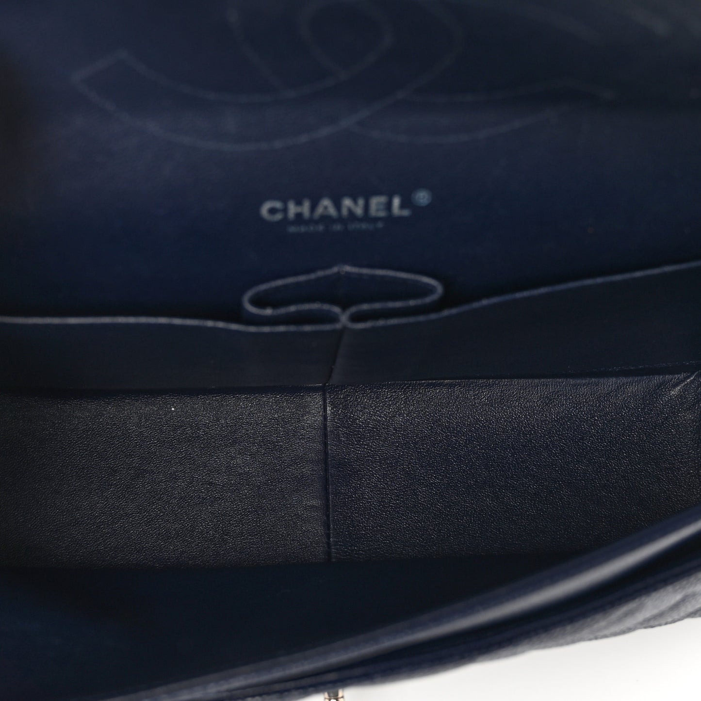 Caviar Quilted Jumbo Double Flap Navy Blue