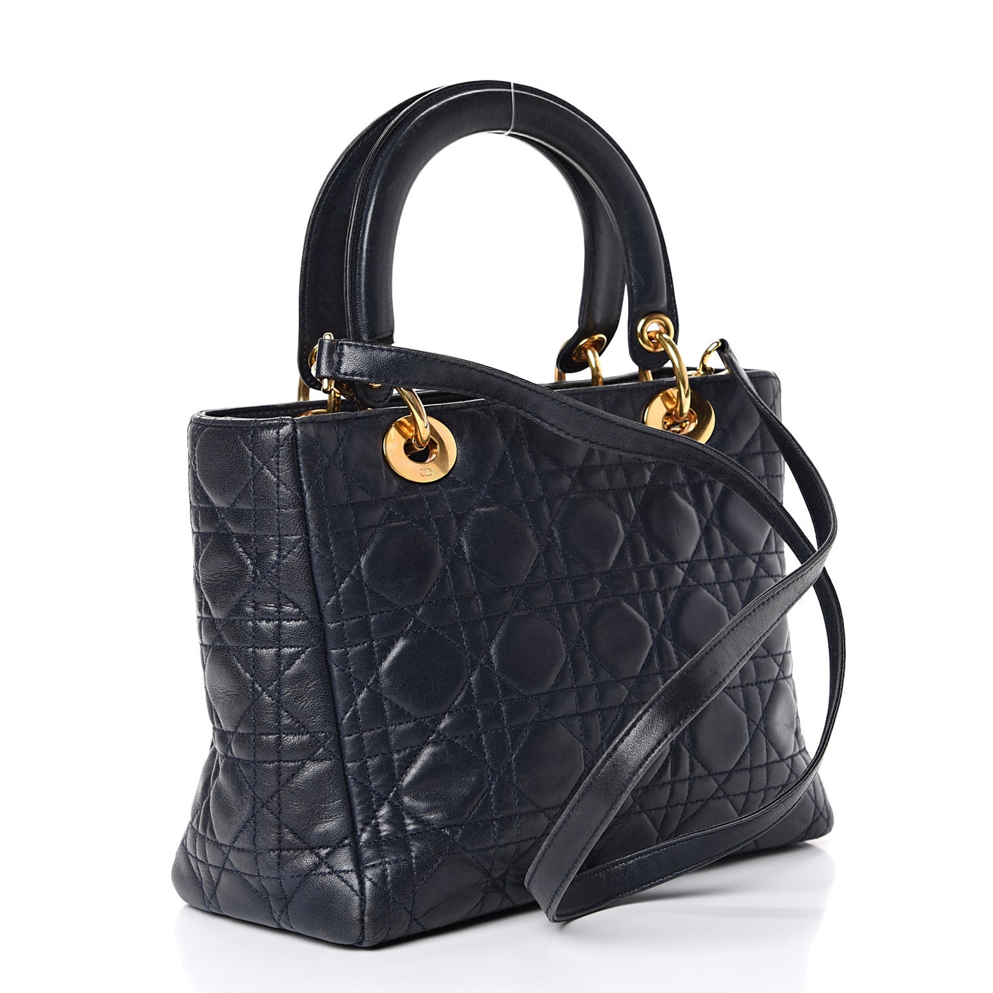 Lambskin Cannage Medium Lady Dior Navy Blue