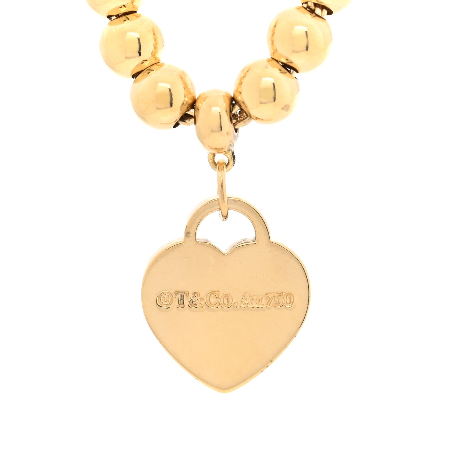 Tiffany 18K Yellow Gold 4mm Return to Tiffany Bead Heart Tag Bracelet 4 of 4