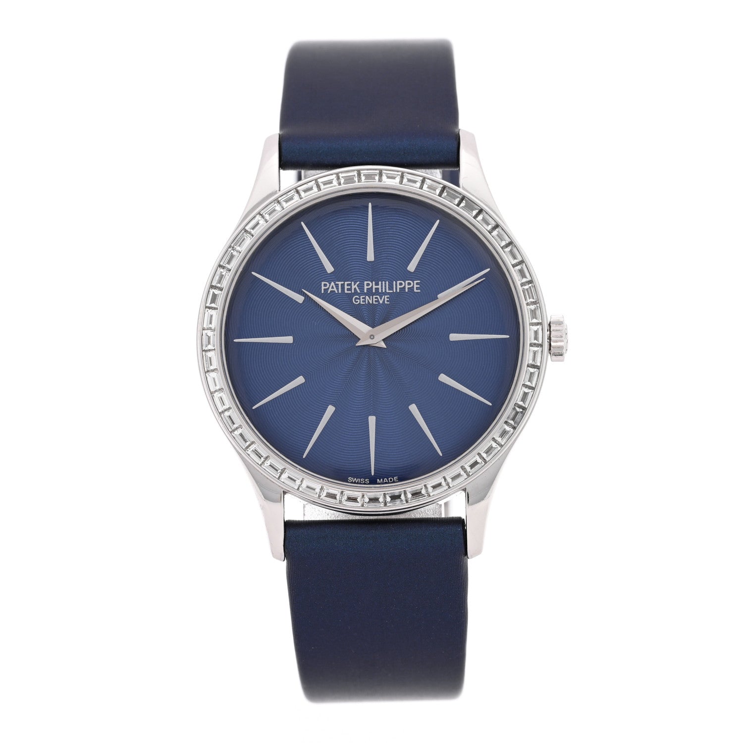 Patek Philippe 18K White Gold Satin Diamond Bezel 33mm Calatrava Manual Winding Watch Blue 4897/300G-001 1 of 5