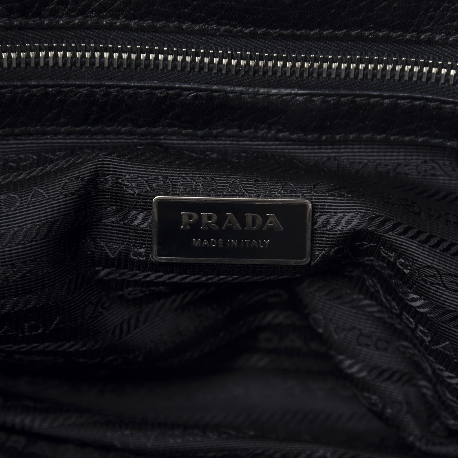 Prada Vitello Daino Embossed Logo Bowler Black 8 of 10