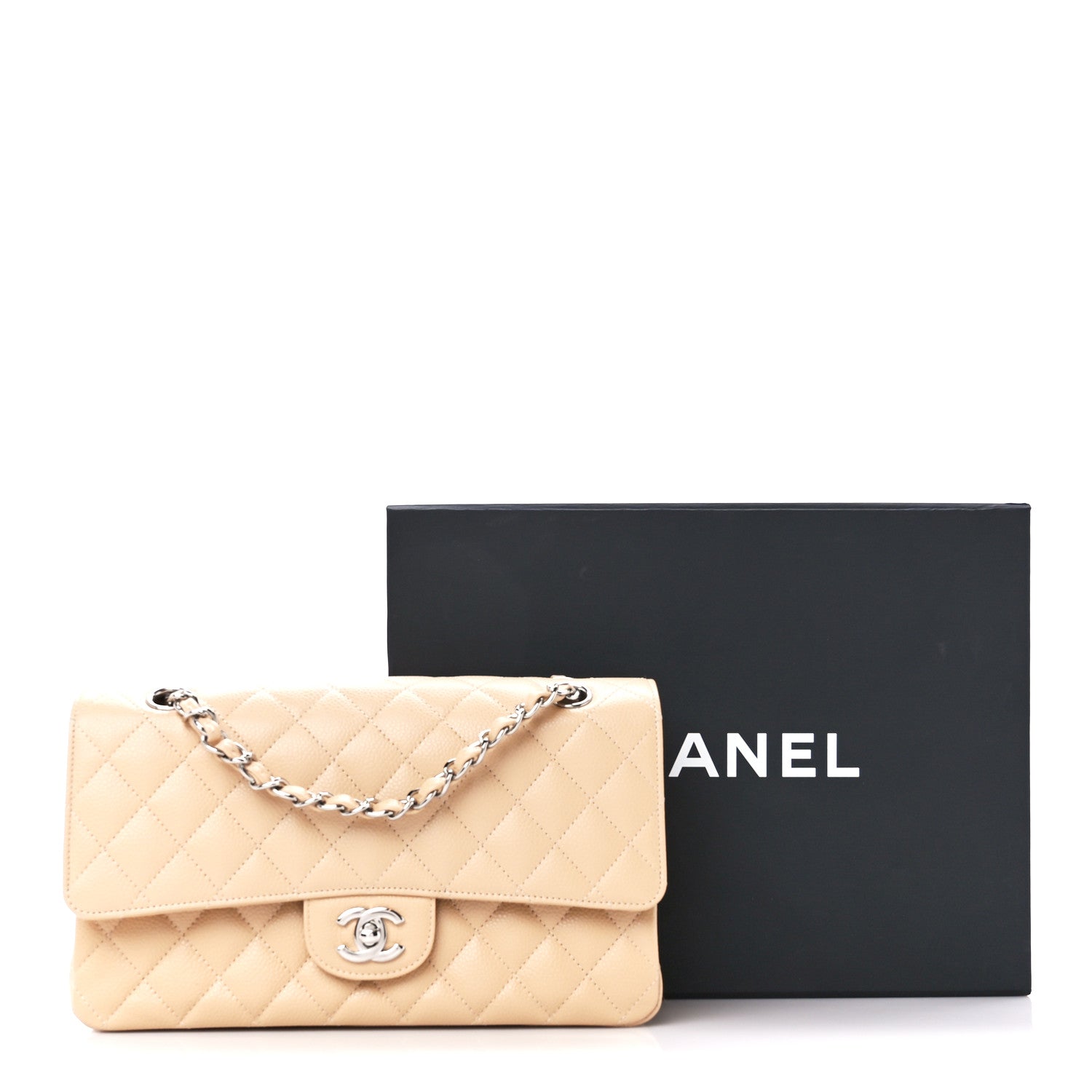 Chanel Caviar Quilted Medium Double Flap Light Beige 12 of 12