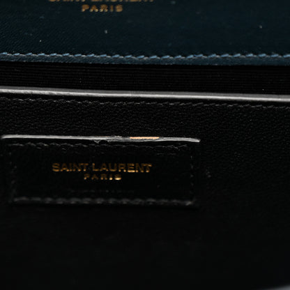Saint Laurent Velvet Small Classic Monogram Kate Tassel Satchel Blue 15 of 21