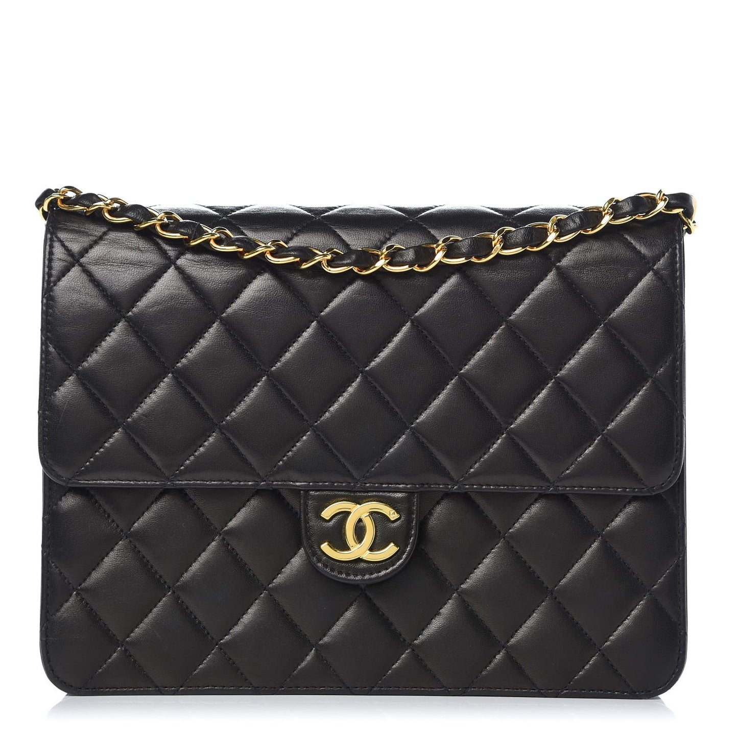 Lambskin Quilted Small Single Flap Bag Black