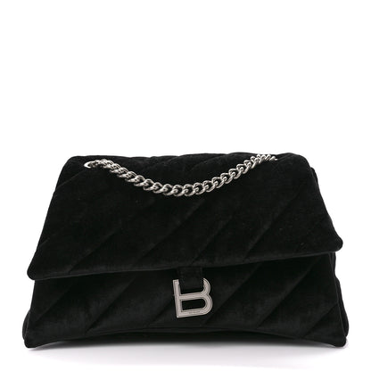 Balenciaga Crushed Velvet Quilted Medium Crush Chain Bag Black 1 of 10