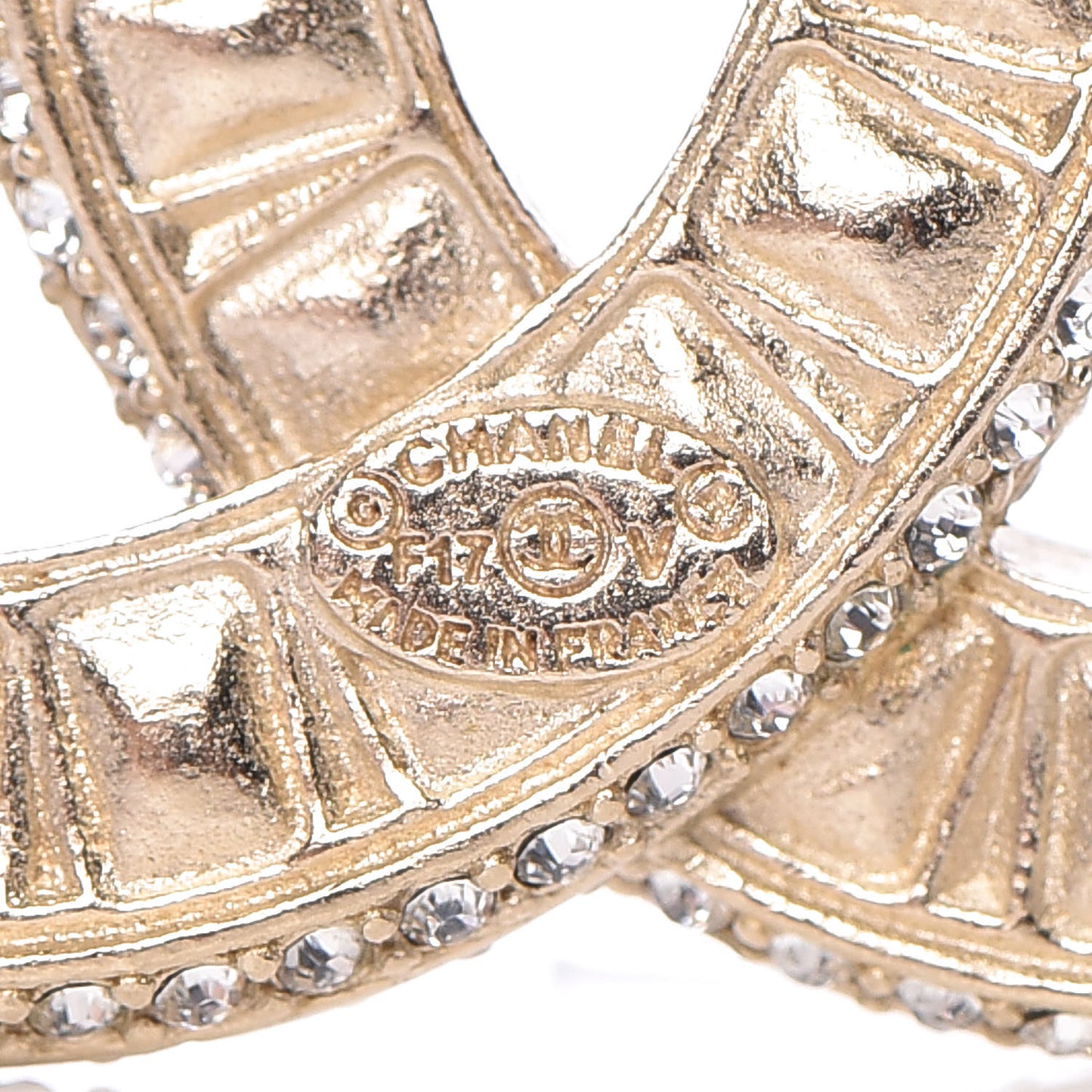 Baguette Crystal CC Brooch Gold