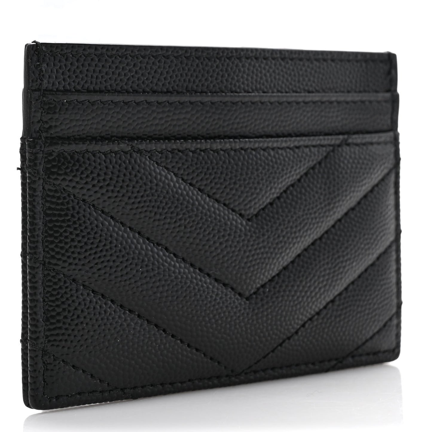 Grain De Poudre Matelasse Chevron Monogram Credit Card Case Black