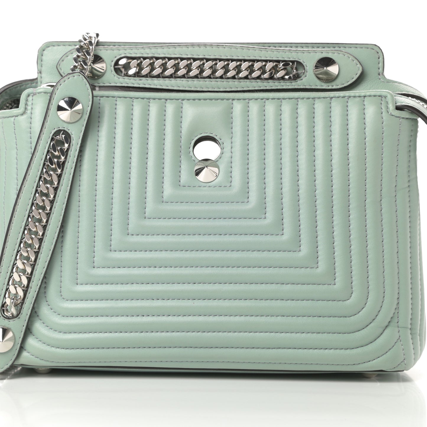 Shiny Nappa Trapuntata Chain Small DotCom Click Chain Satchel Pale Blue