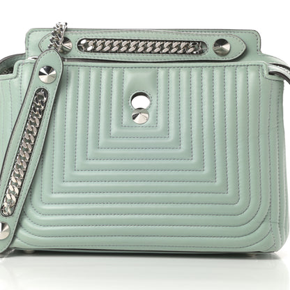 Fendi Shiny Nappa Trapuntata Chain Small DotCom Click Chain Satchel Pale Blue 9 of 15