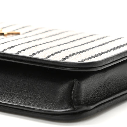 Saint Laurent Canvas Striped Phone Holder Crossbody Beige Black 8 of 8