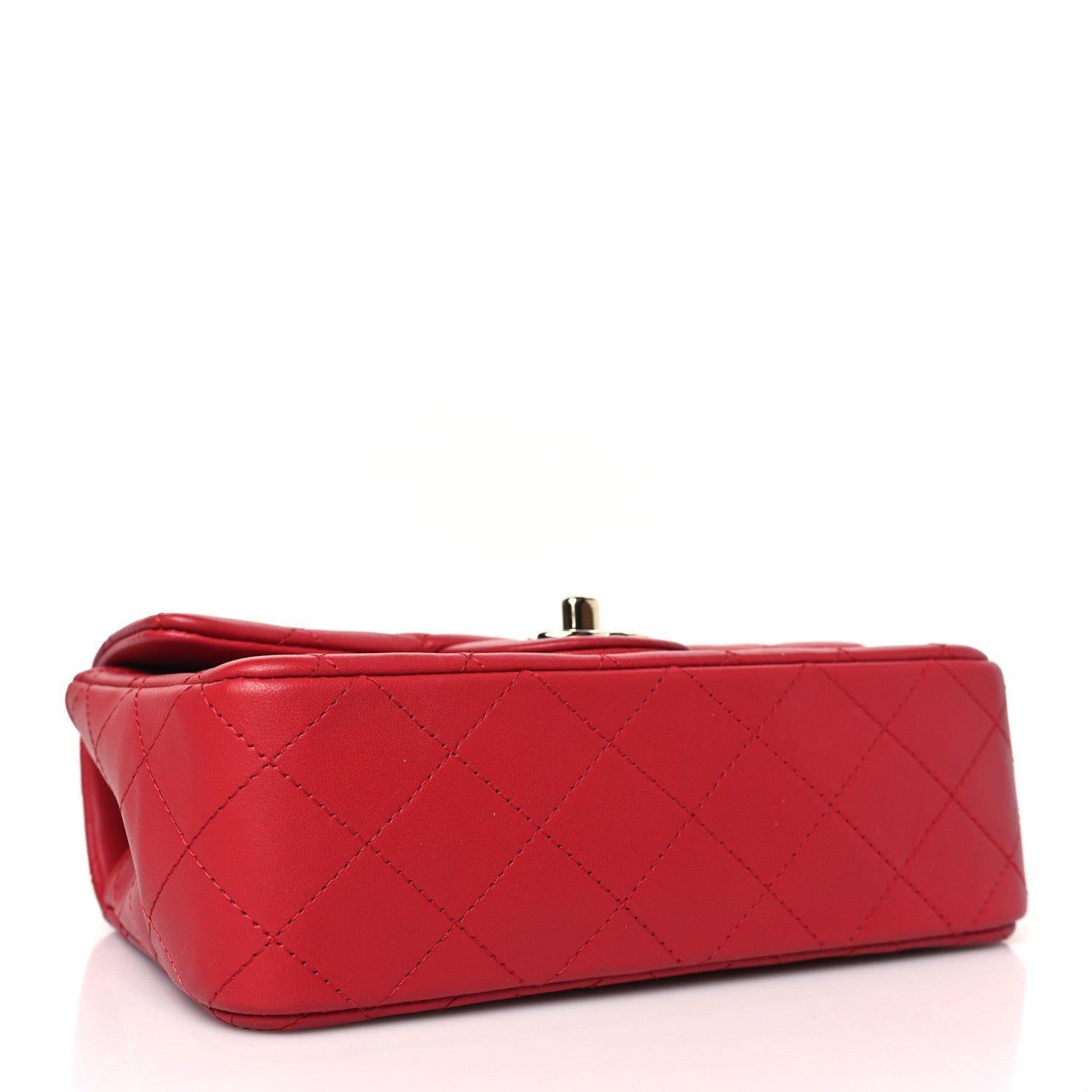 Chanel Lambskin Quilted Mini Top Handle Rectangular Flap Red 4 of 11