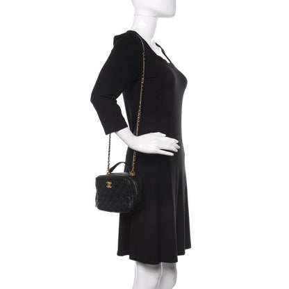 Chanel Calfskin Quilted CC Small Vanity Case Black 2 of 11