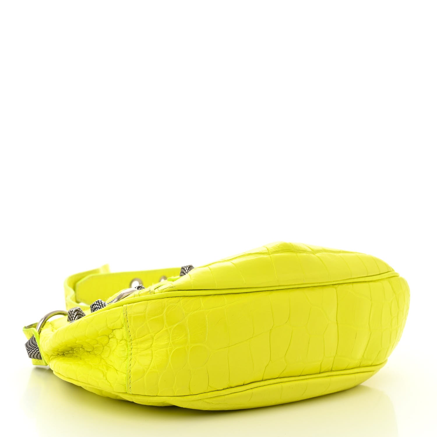 Balenciaga Extra Supple Calfskin Crocodile Embossed Le Cagole Shoulder Bag XS Fluo Yellow 5 of 11