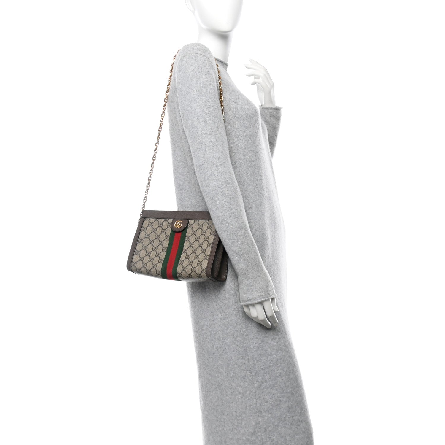 Gucci GG Supreme Monogram Web Small Ophidia Chain Shoulder Bag Brown 2 of 10