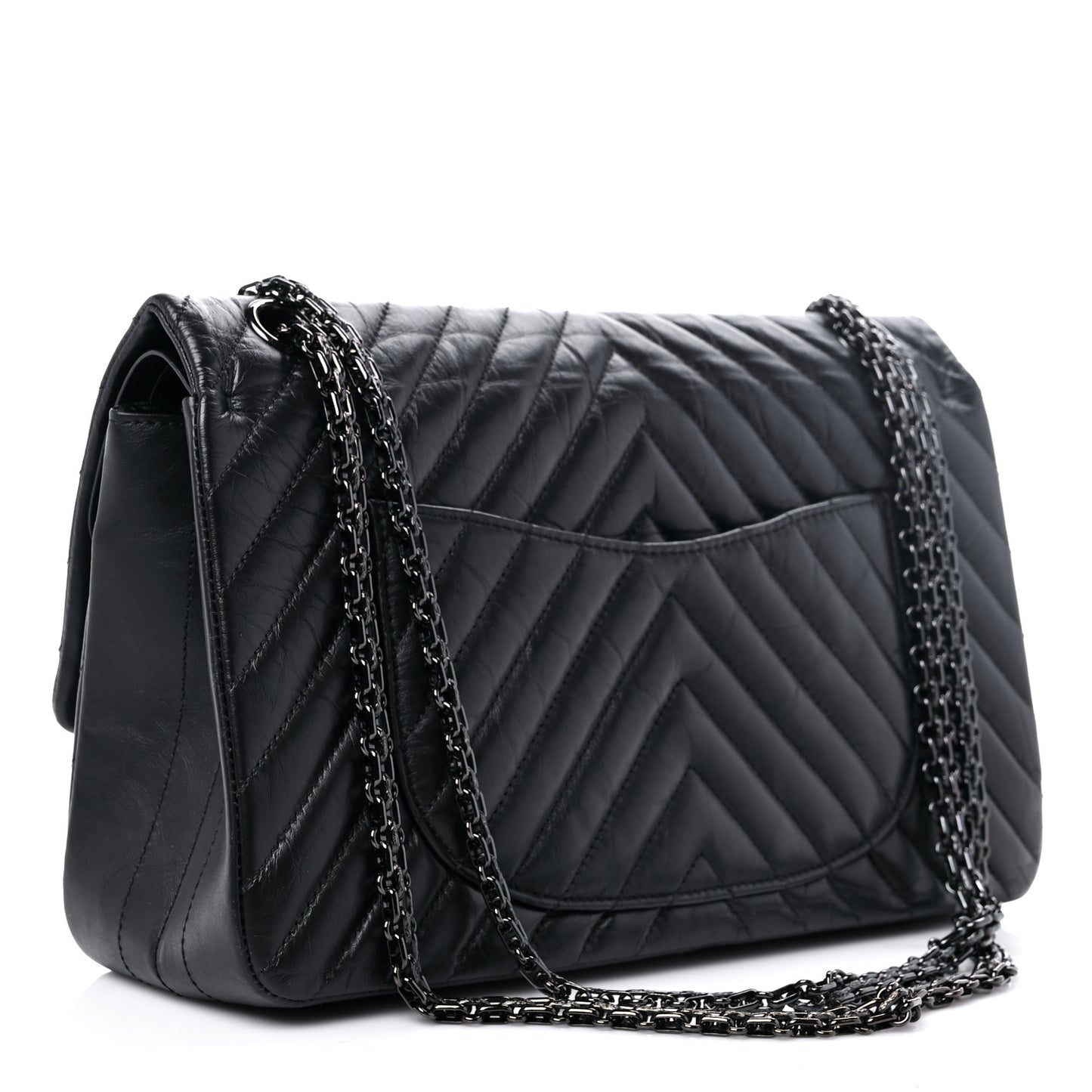 Aged Calfskin Chevron Quilted 2.55 Reissue 226 So Black