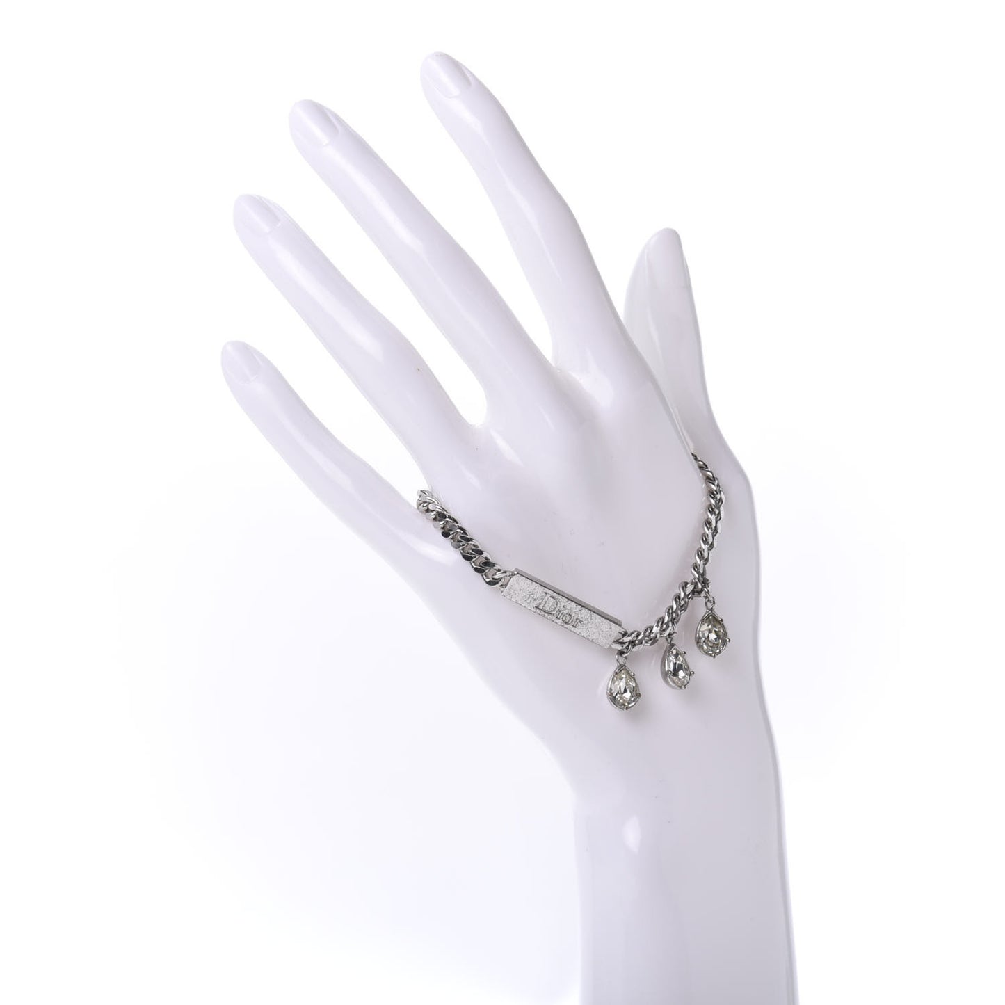 Metal Crystal Logo Bracelet Silver