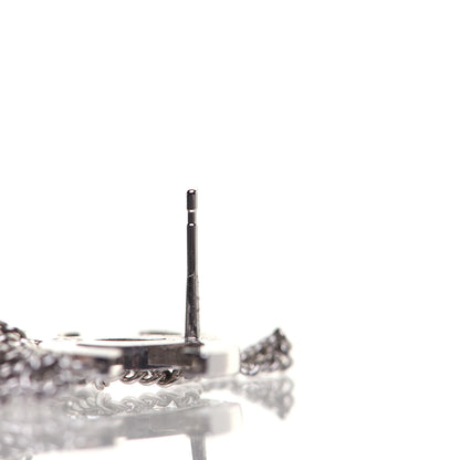 Chanel Baguette Crystal CC Chain Drop Earrings Silver 8 of 8