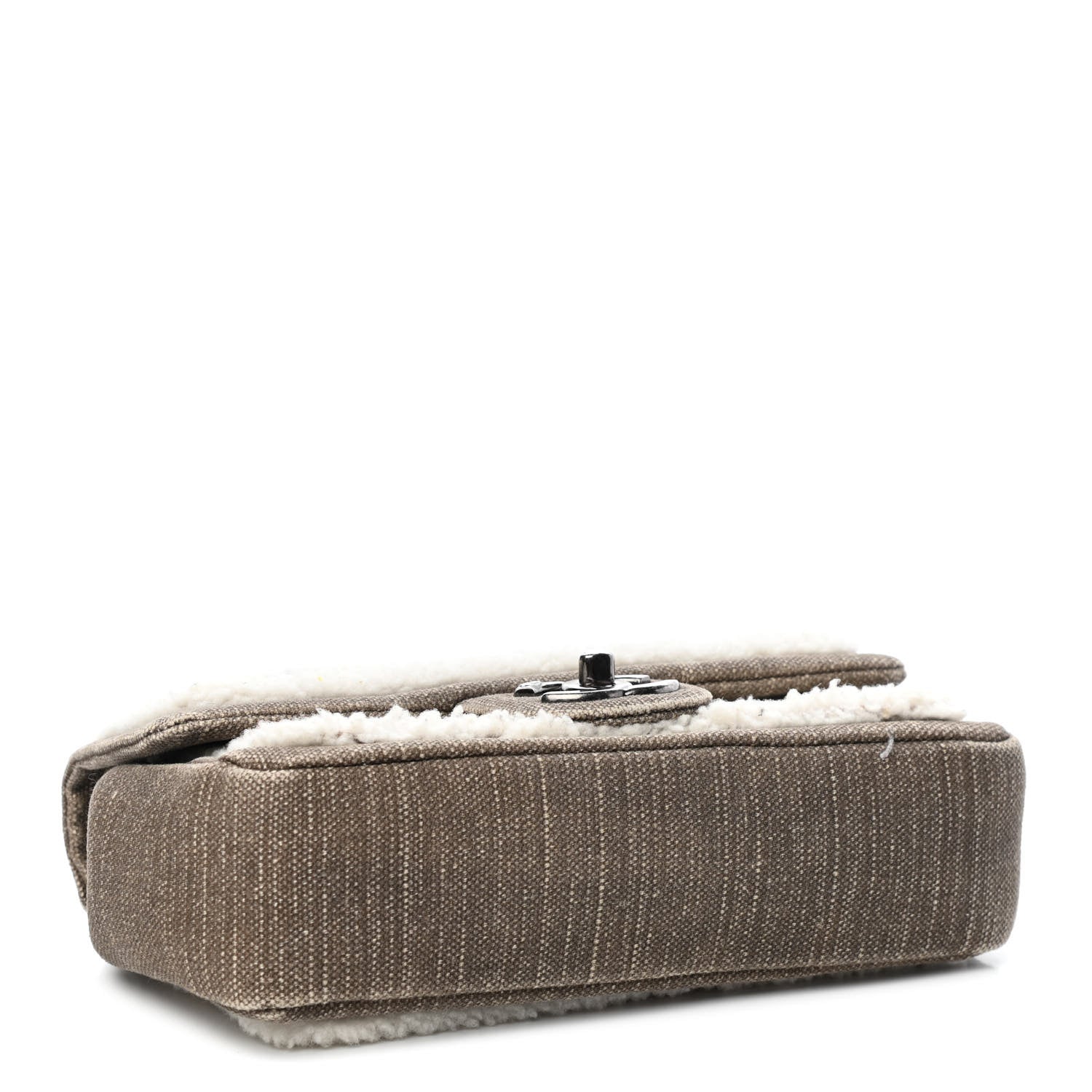 Chanel Shearling Sheepskin Denim Small Paris Dallas Sheriff's Star Flap Brown White 3 of 4