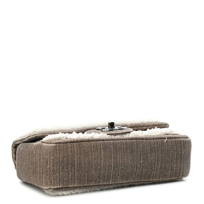 Chanel Shearling Sheepskin Denim Small Paris Dallas Sheriff's Star Flap Brown White 3 of 4