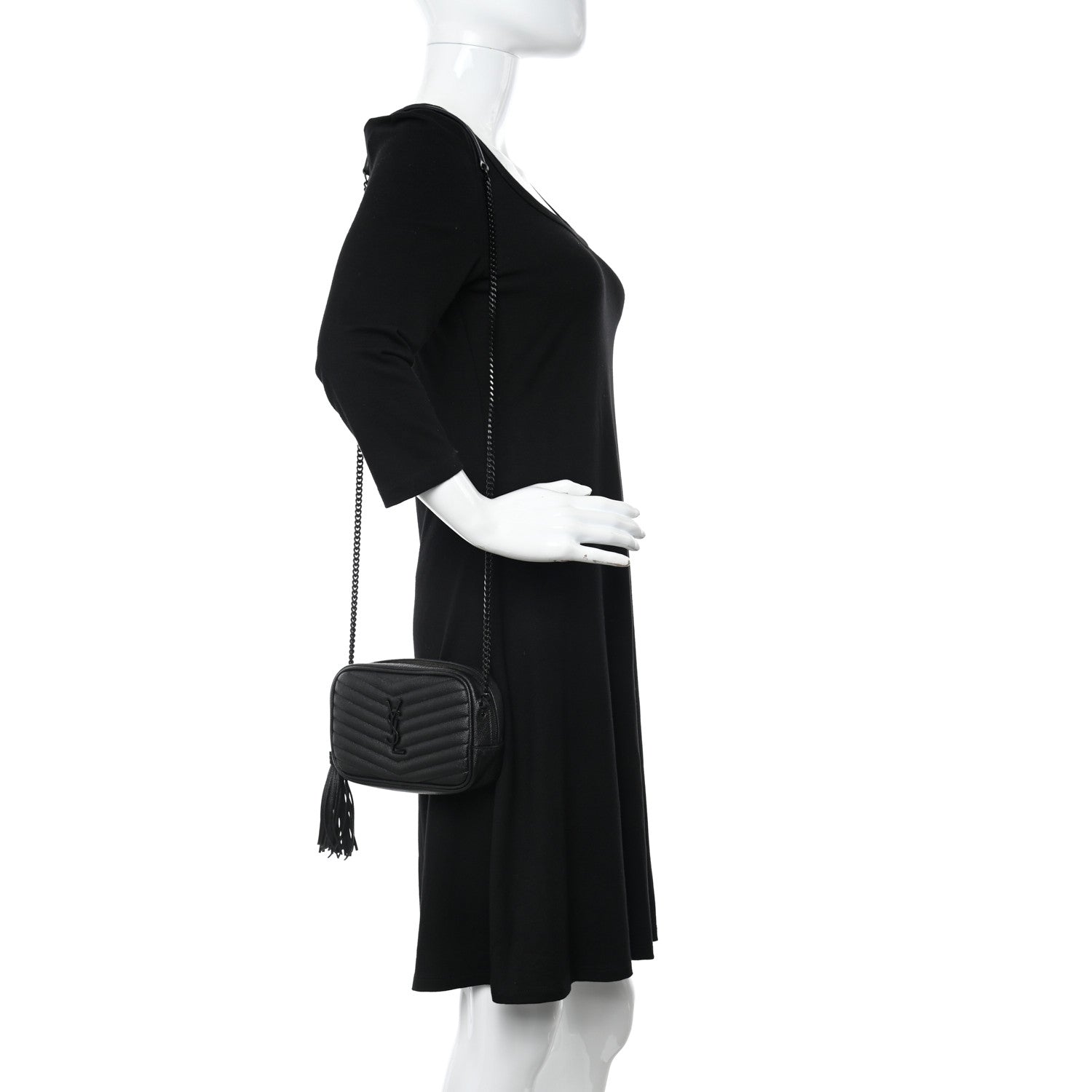 Saint Laurent Grain De Poudre Matelasse Monochrome Monogram Mini Lou Camera Bag Black 2 of 11