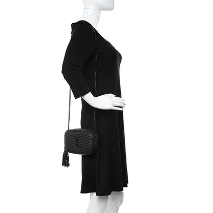 Saint Laurent Grain De Poudre Matelasse Monochrome Monogram Mini Lou Camera Bag Black 2 of 11