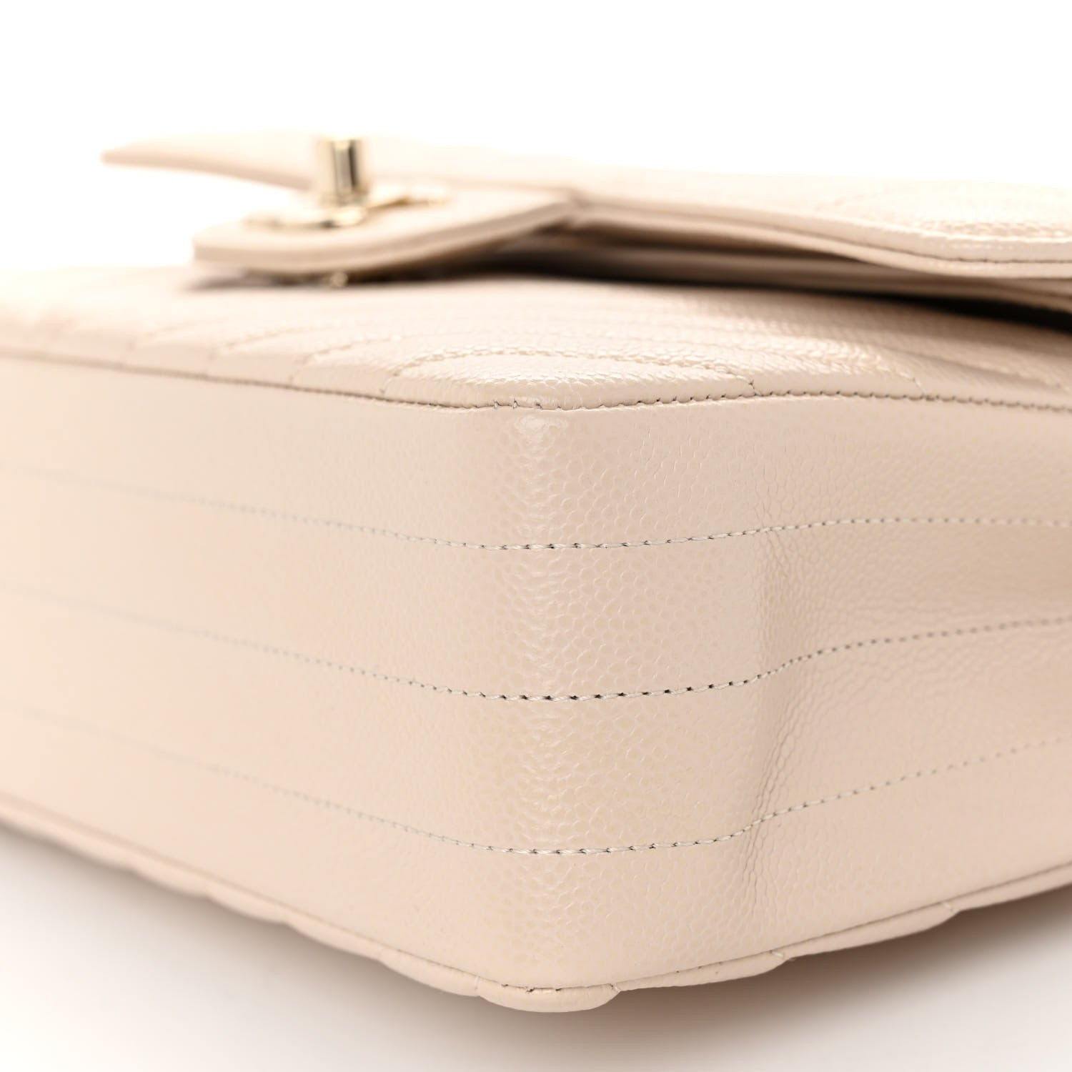 Chanel Caviar Chevron Quilted Small Double Flap Beige 11 of 11