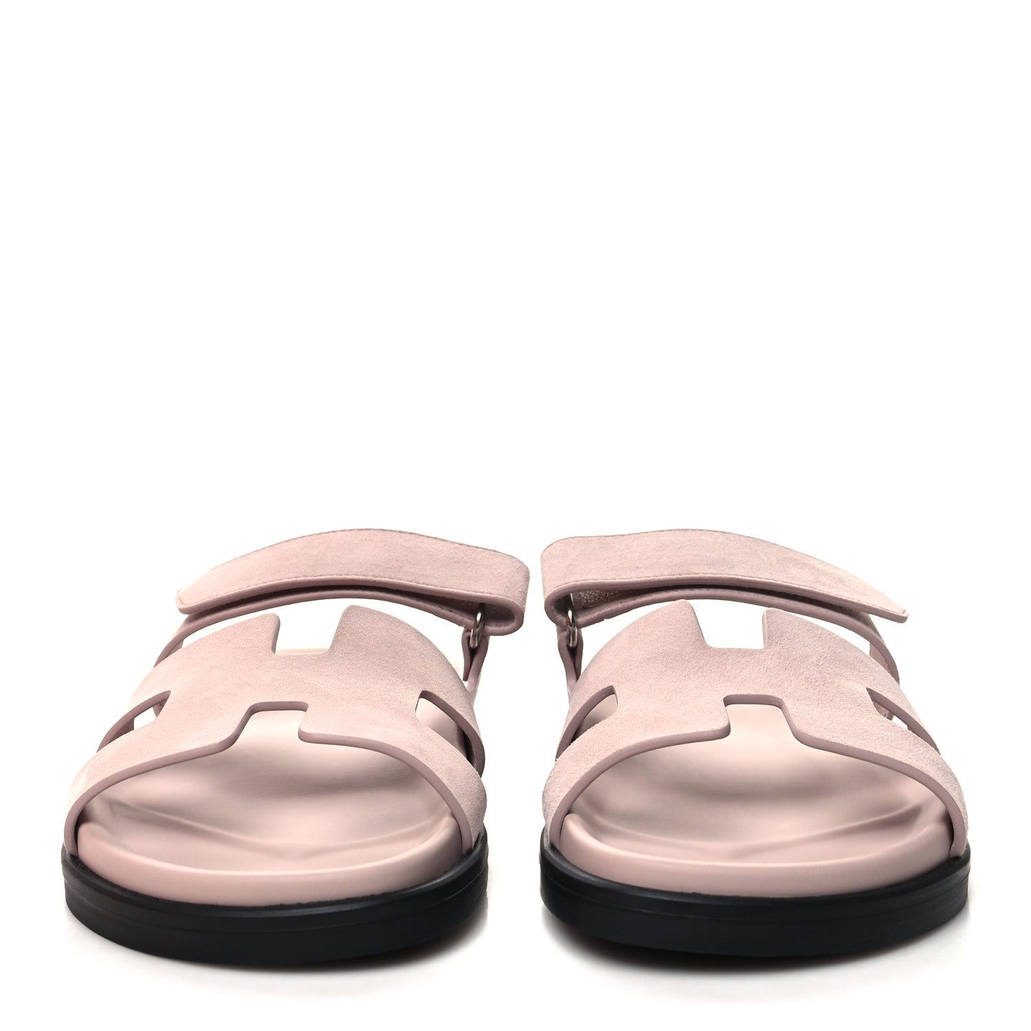 Hermes Suede Goatskin Womens Chypre Sandals 38 Rose Porcelaine 2 of 9