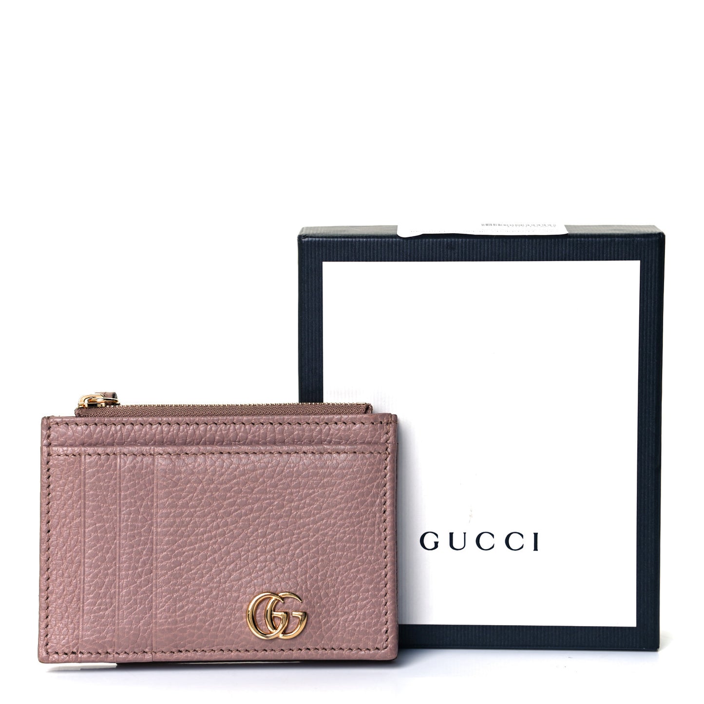 Dollar Calfskin GG Marmont Coin Case Card Holder Porcelain Rose