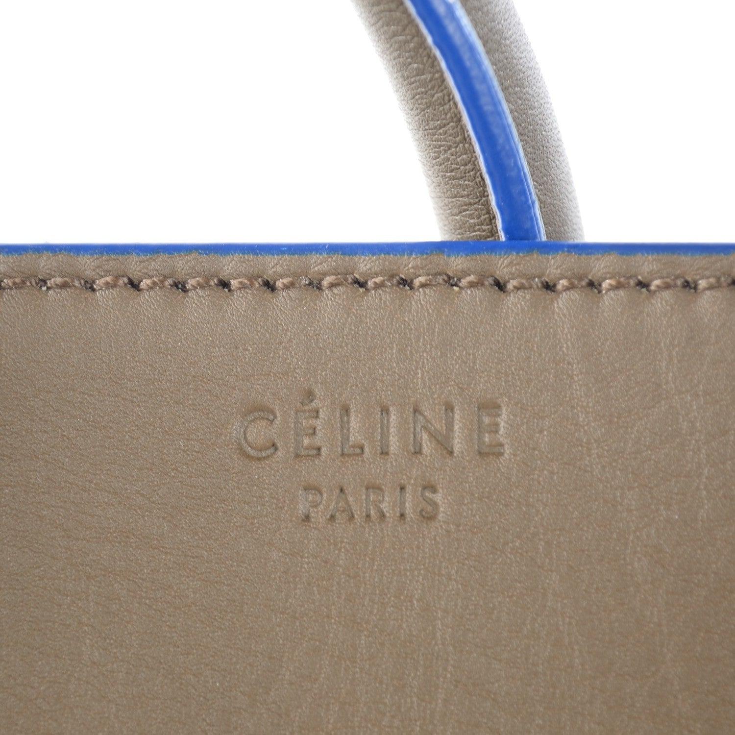 Celine Supple Calfskin Medium Phantom Luggage Khaki Cobalt Trim 7 of 10