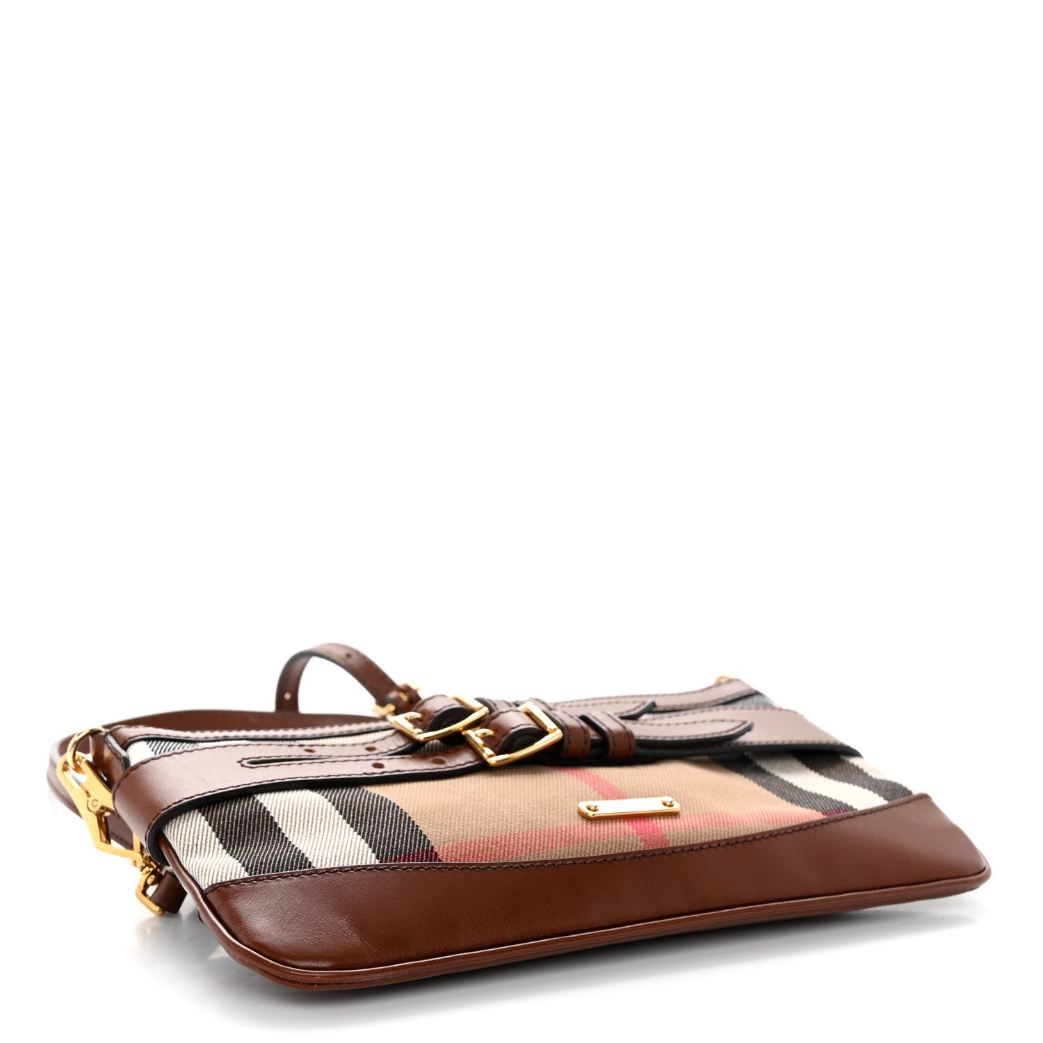 Burberry House Check Bridle Calfskin Peyton Crossbody Dark Tan 4 of 10