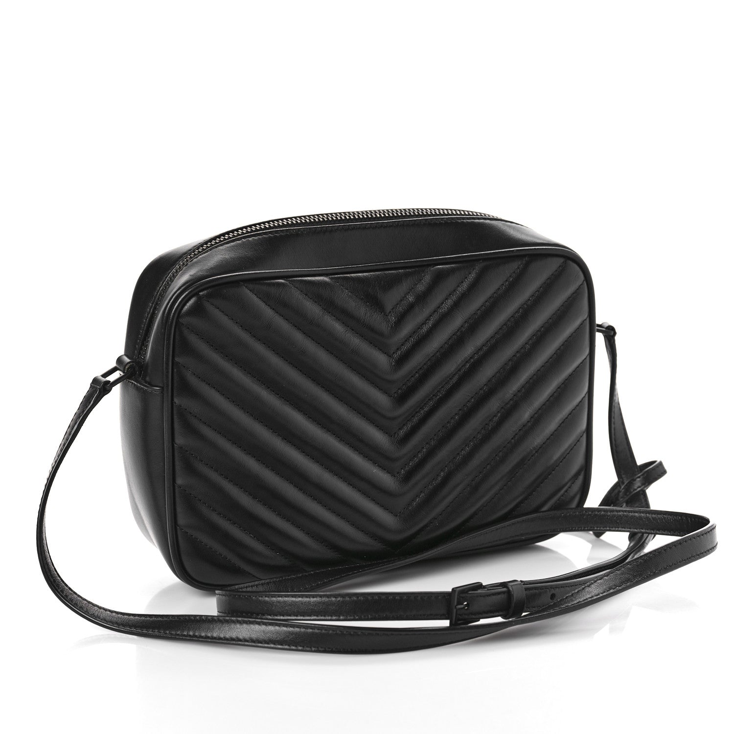 Saint Laurent Calfskin Matelasse Monogram Monochrome Lou Camera Bag Black 3 of 9
