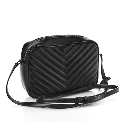 Saint Laurent Calfskin Matelasse Monogram Monochrome Lou Camera Bag Black 3 of 9