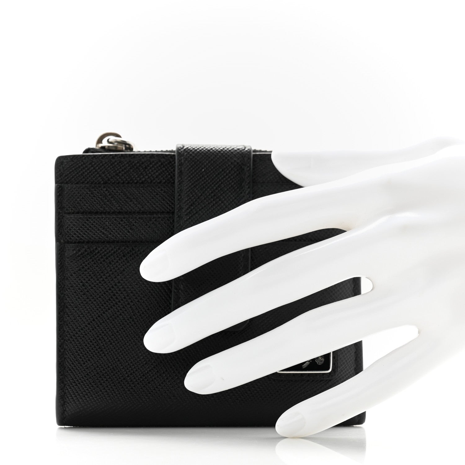 Prada Saffiano Small Triangle Wallet Black 2 of 9