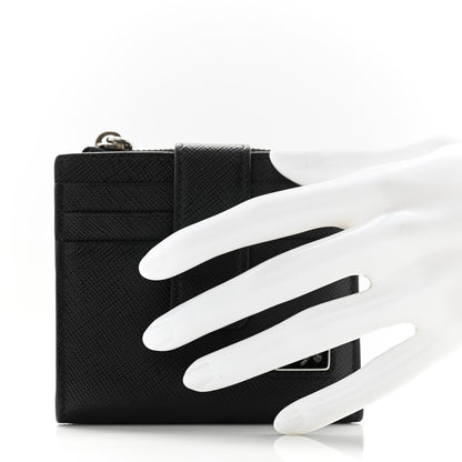 Prada Saffiano Small Triangle Wallet Black 2 of 9