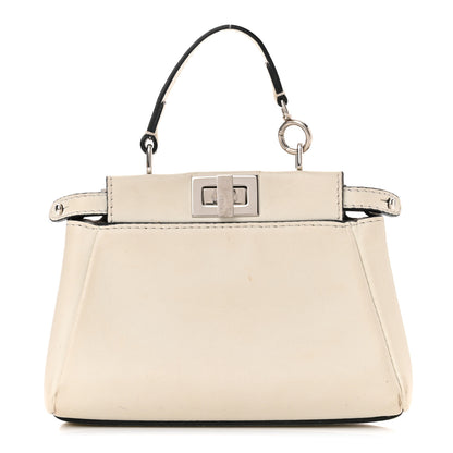 Fendi Shiny Nappa Micro Peekaboo Iconic Satchel White 1 of 10