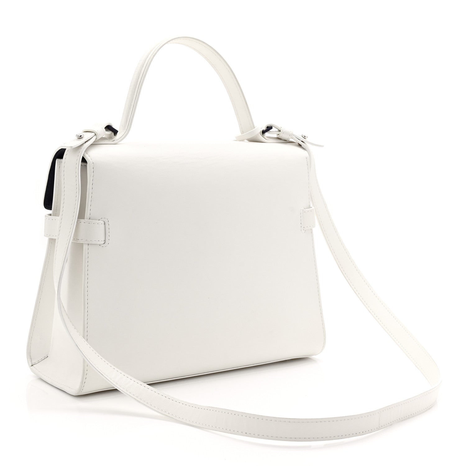 Delvaux Box Calfskin Ink Blot MM Tempete Satchel Ivory Blue 4 of 11