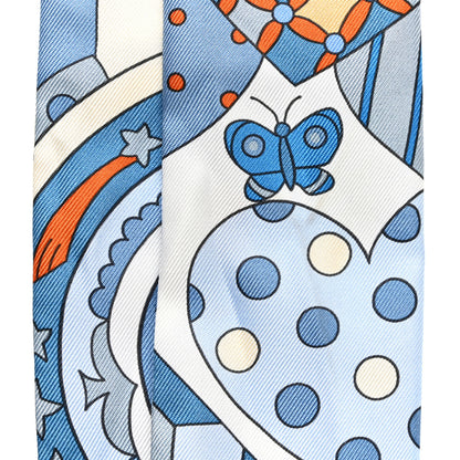 Hermes Silk Les Murmures de la Foret Twilly Bleu Jean Orange 9 of 9