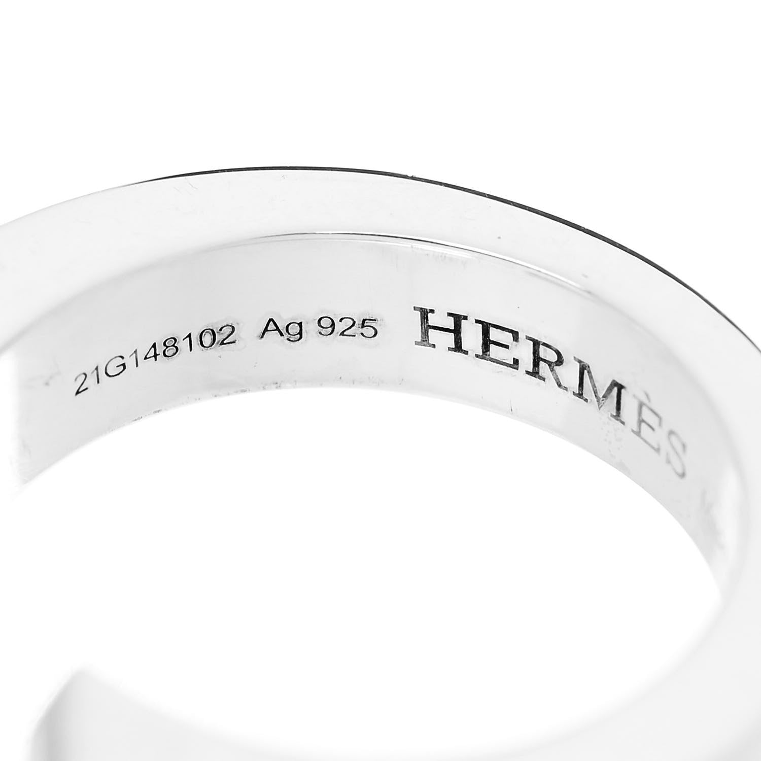 Hermes Sterling Silver Large Clou de Forge Ring 52 6 4 of 6