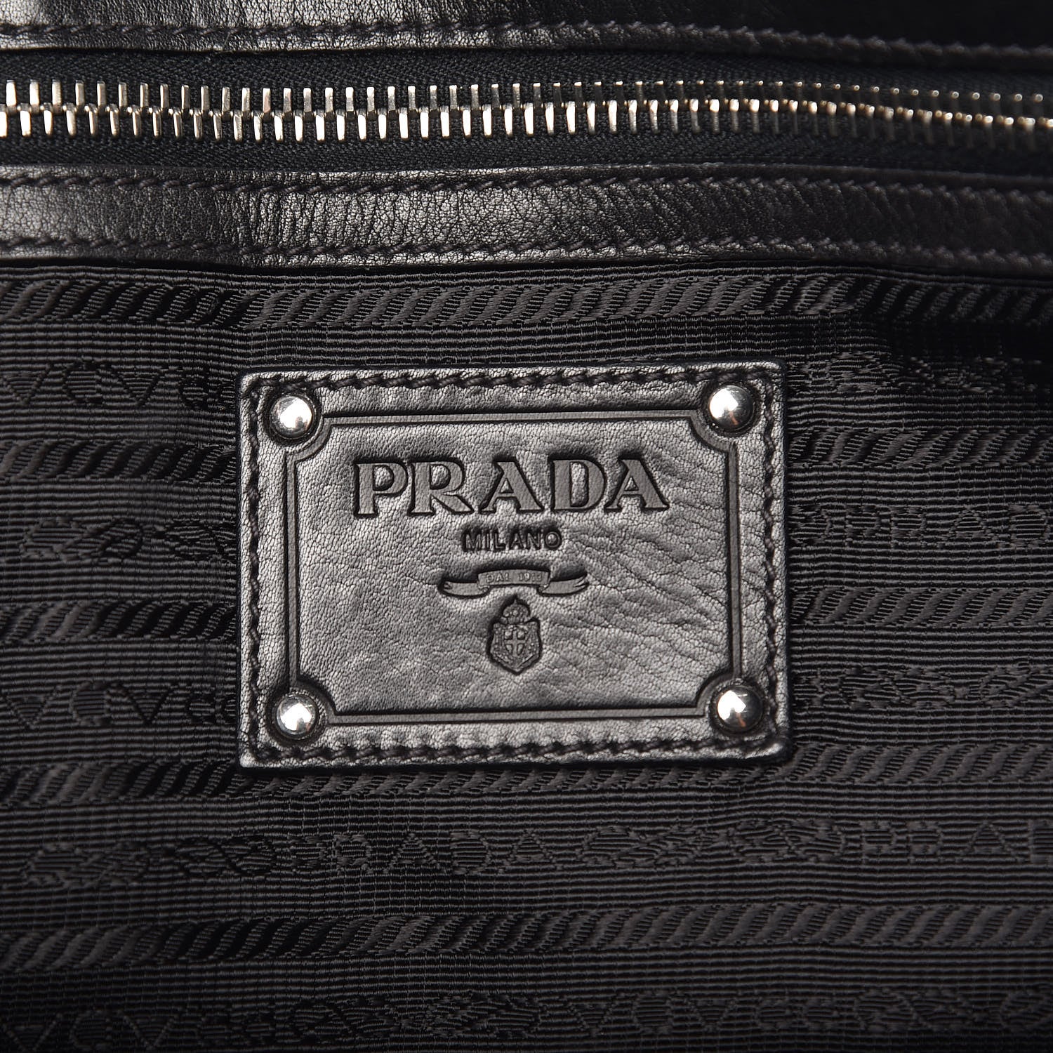 Prada Calfskin Zebra Striped Tote Bag Black 7 of 15