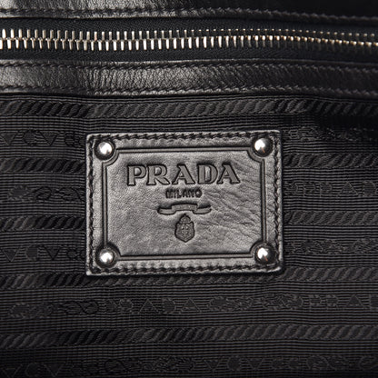 Prada Calfskin Zebra Striped Tote Bag Black 7 of 15