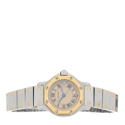 Cartier Stainless Steel 18K Yellow Gold 25mm Santos Octagon Quartz Watch 2 of 4
