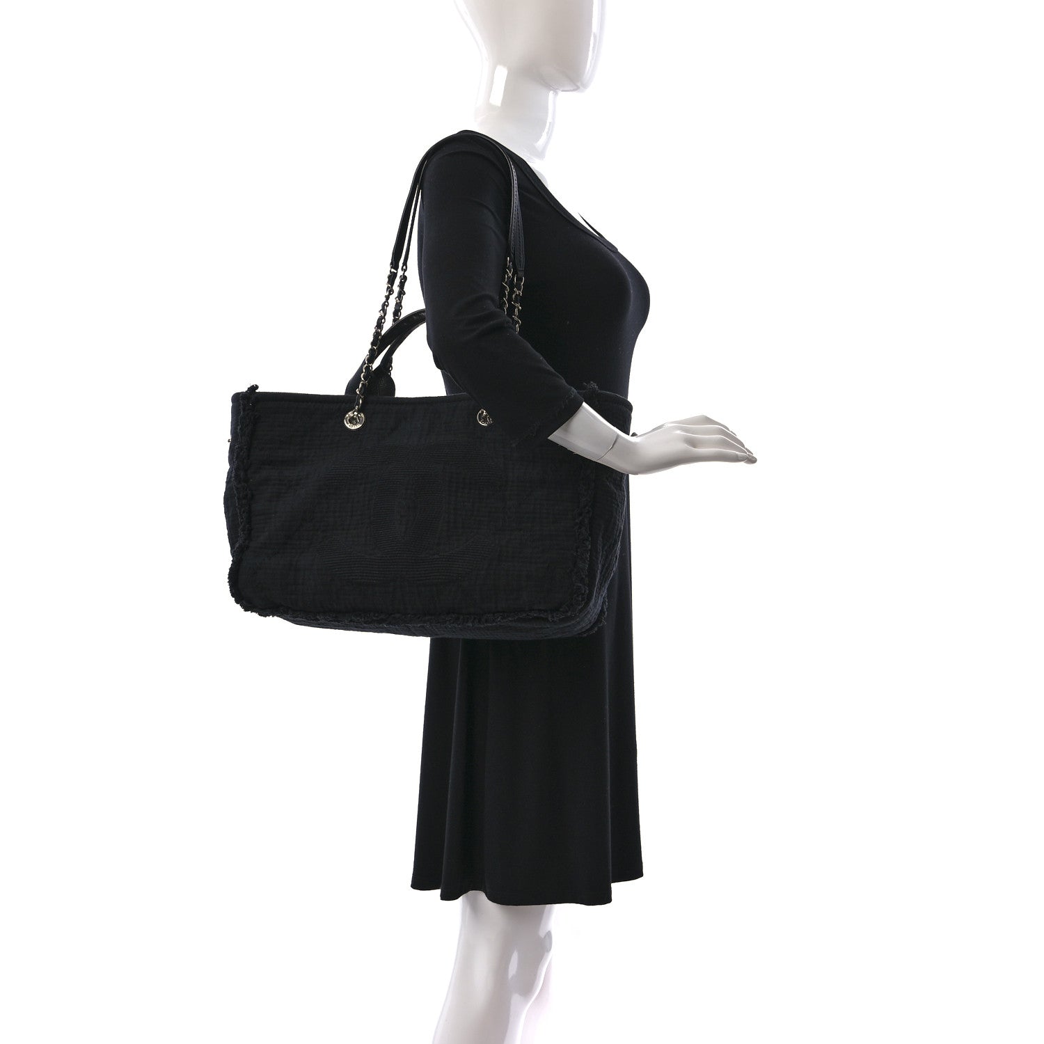 Chanel Canvas Large Double Face Shopping Tote Black 2 of 9