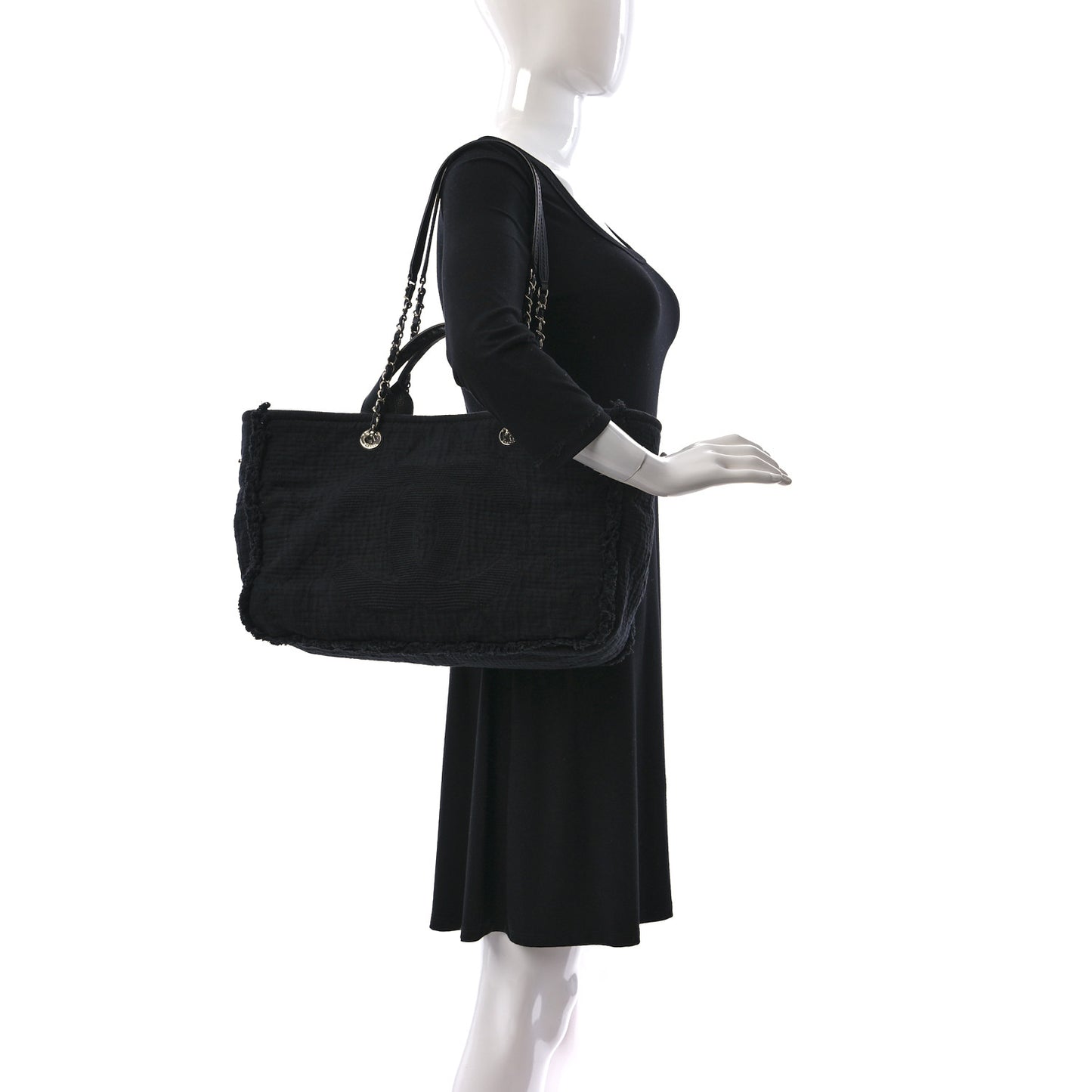 Canvas Large Double Face Shopping Tote Black