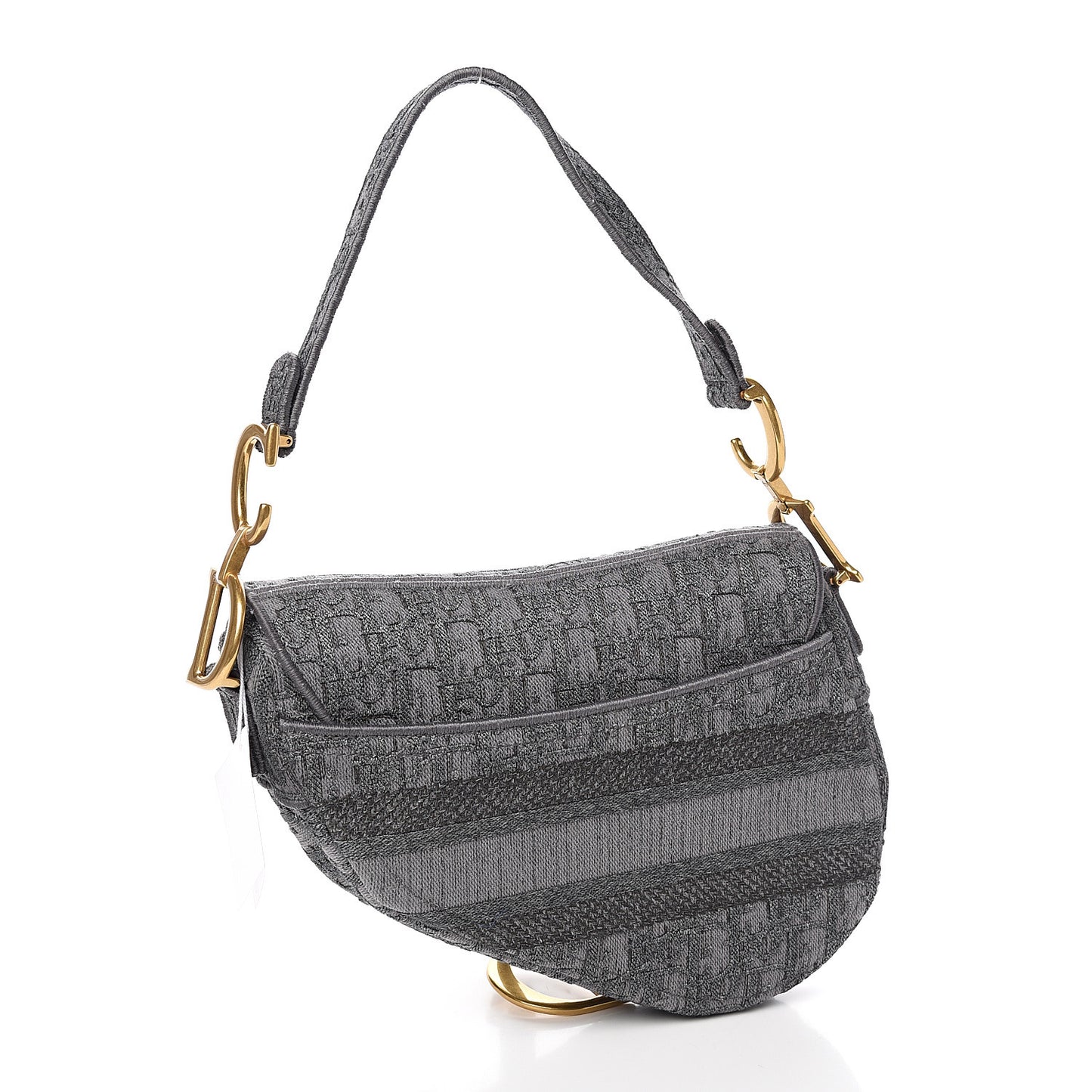 Oblique Denim Saddle Bag Grey