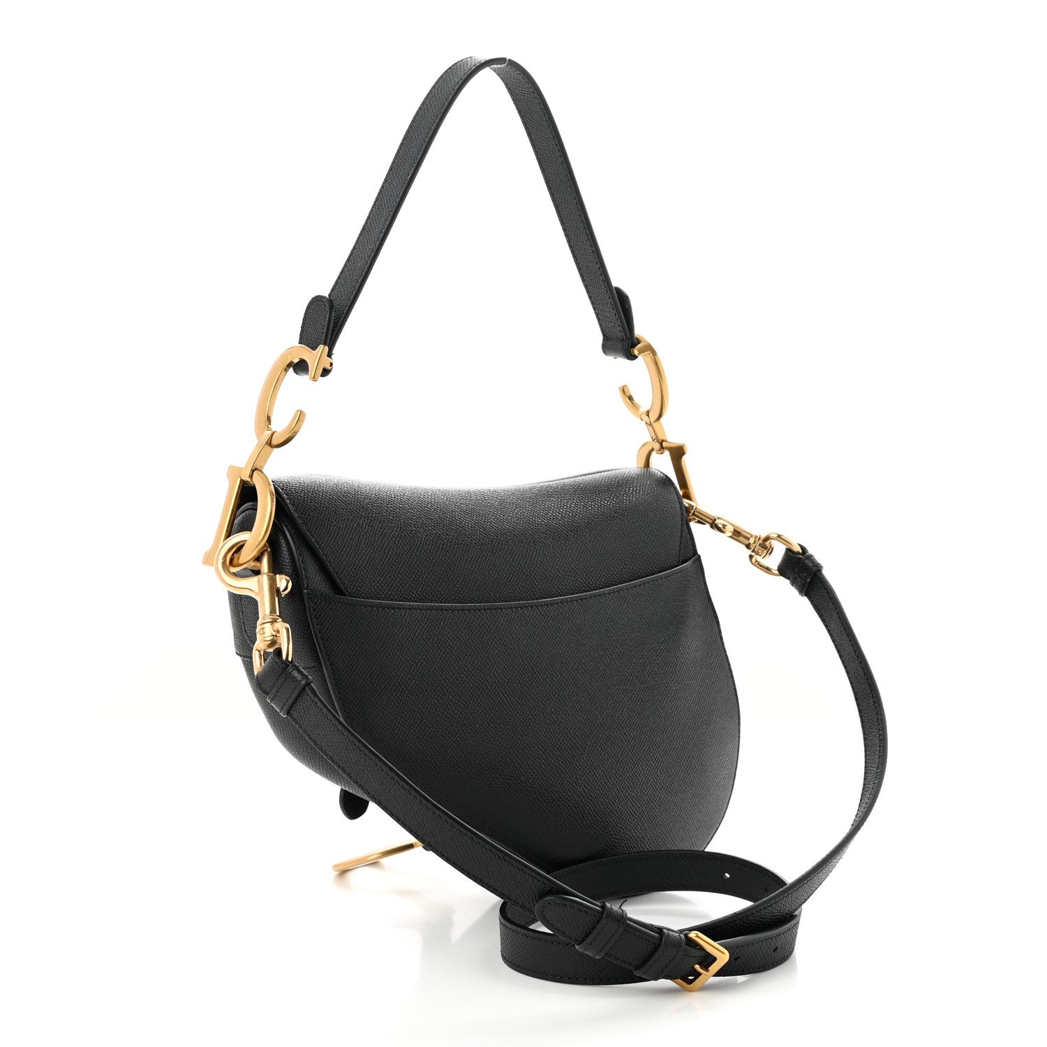 Christian Dior Grained Calfskin Saddle Bag With Strap Black 3 of 11
