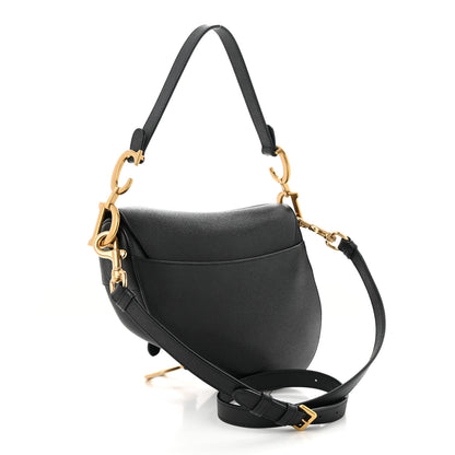 Christian Dior Grained Calfskin Saddle Bag With Strap Black 3 of 11