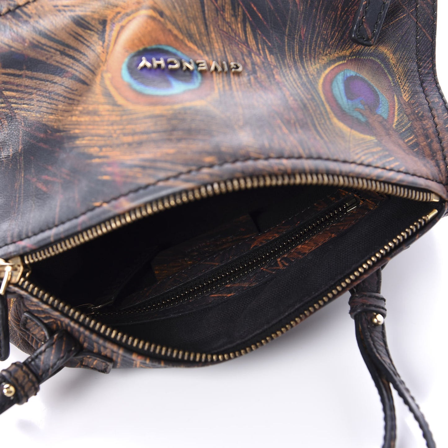 Calfskin Peacock Print Mini Pandora Multicolor