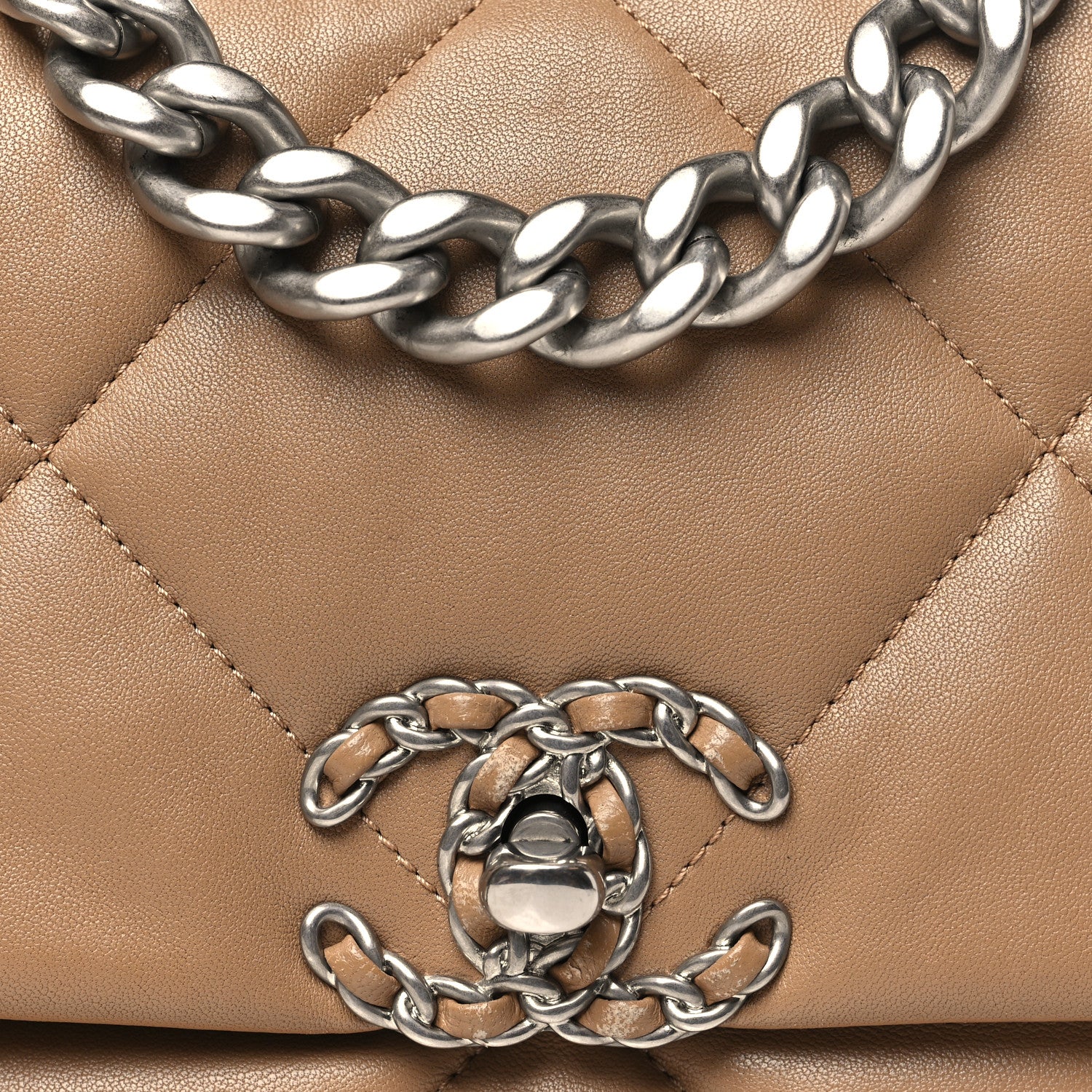 Chanel Lambskin Quilted Medium Chanel 19 Flap Beige 8 of 10